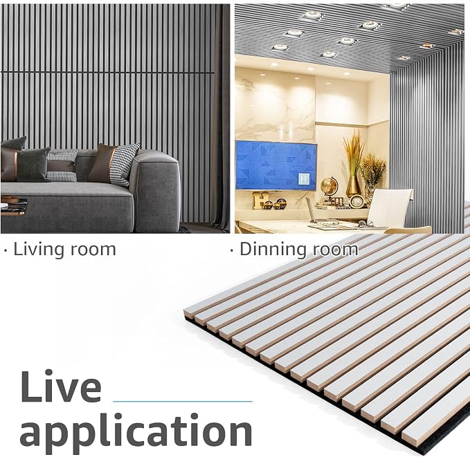 Art3d 2-Pack Fluted Acoustic Wood Slat Wall Panel, 47.2 x 23.6 Inch, Silver | Noise Control, Easy to DIY, Natural Texture, Sustainable Material, Ideal for Homeowners, Designers, for Living Room, Office - Image 8