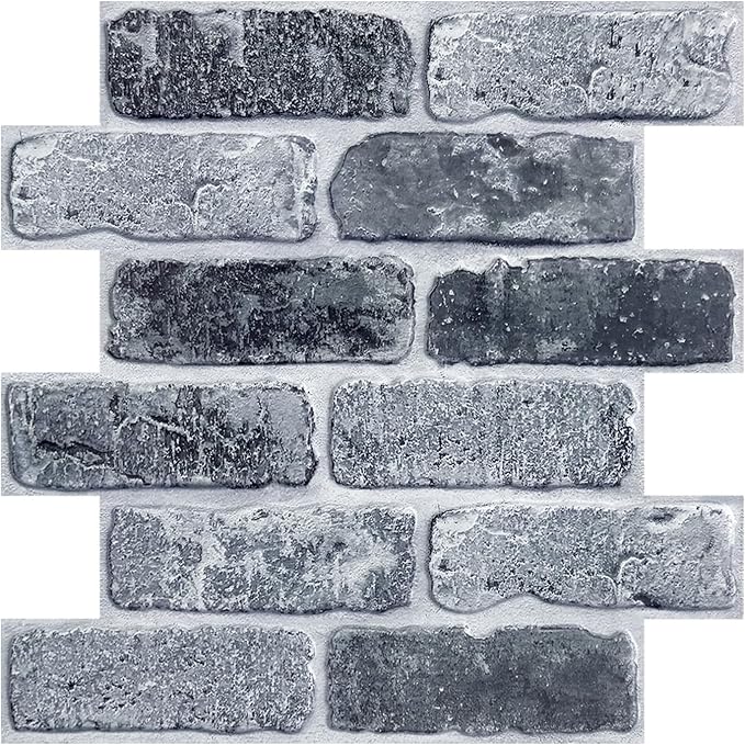 3D Peel and Stick Faux Brick Wall Panels 11.8" x 11.8" 10-Pack | Gray, Small Brick-Look Textured Sticker, Thin Lightweight PVC Self Adhesive Wall Tiles for Interior Decor, Cover 9.7 sq ft - Image 9
