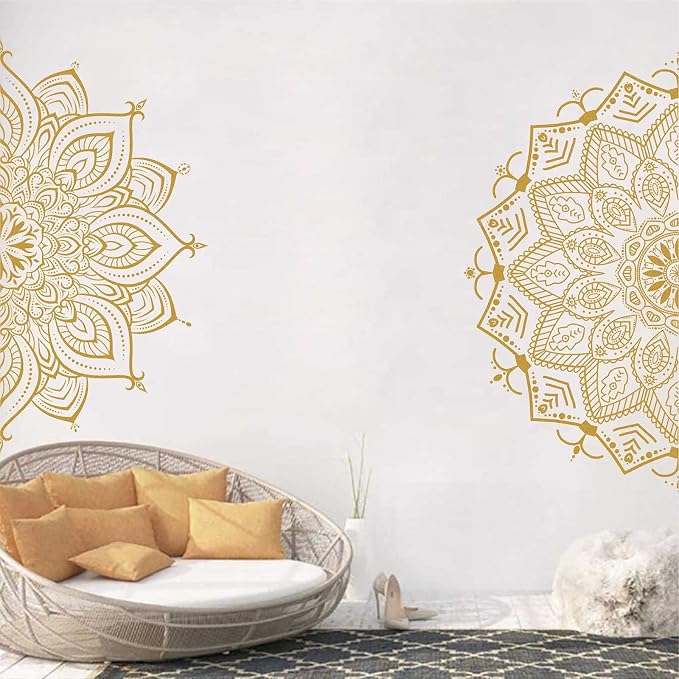 Half Mandala Wall Decal Mandala Wall Sticker Mandala Decals for Walls Flower Wall Stickers Removable Peel and Stick Wall Decals for Bedroom Living Room Yoga Studio Decor | Headboard vinyl decoration, yoga room decor, lotus peel and stick, removable, se... - Image 5
