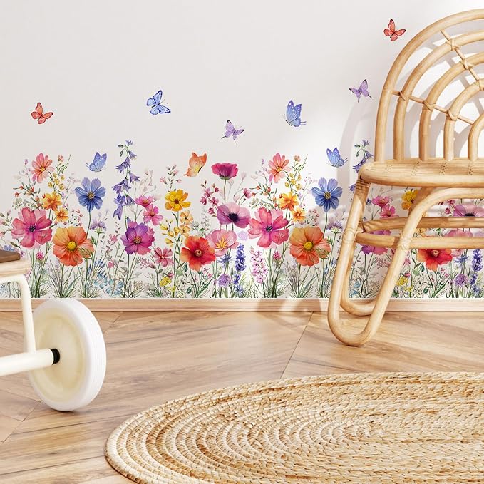 TUOKING Orange Flowers Wall Stickers Decor,Removable Butterfly Wall Murals | Peel and Stick Modern Wall Art Decal Home Decor for Kitchen,Bedroom,Living Room(MS3160) - Image 5