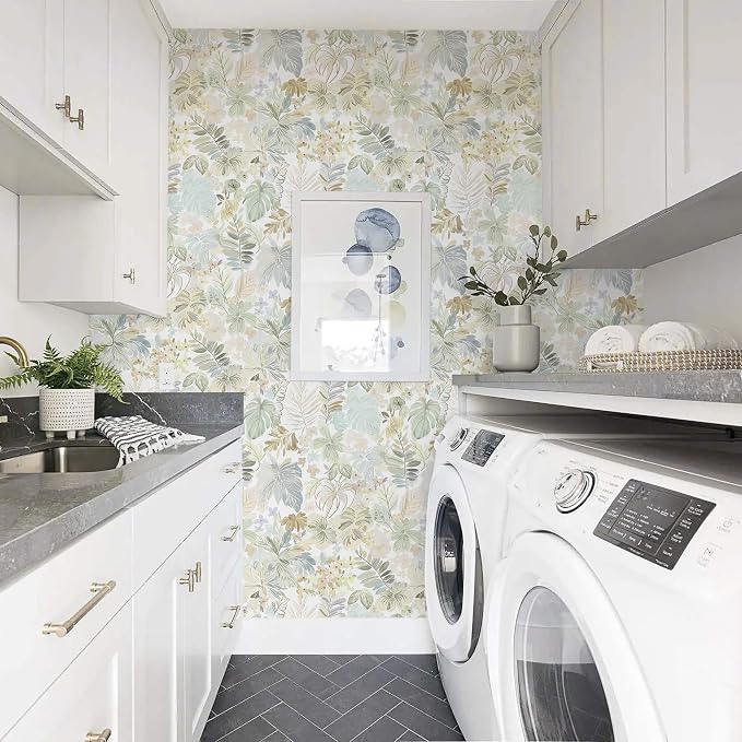 Heroad Boho Peel and Stick Wallpaper Tropical Wall Paper Botanical Floral Contact Paper Removable Self Adhesive Wallpaper for Bathroom Kitchen Cabinet Waterproof Thicken Decor Vinyl Roll 17.3''X78.7'' - Image 8