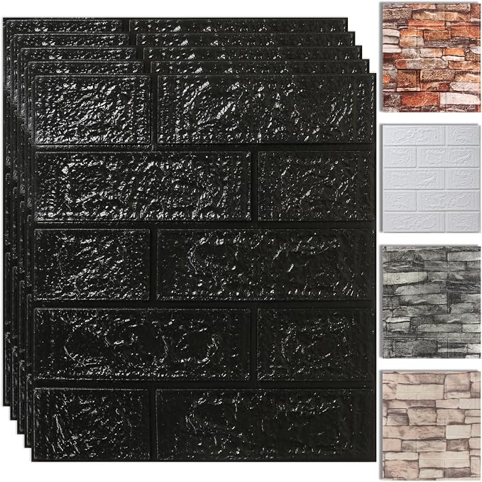 30PCS 3D Wall Panels Peel and Stick Foam, Self-Adhesive Decorative 3D Brick Wallpaper Wall Covering, Faux Stone Wall Panel Foam Brick for Living Room, Kitchen, Bathroom by SYYKDEF