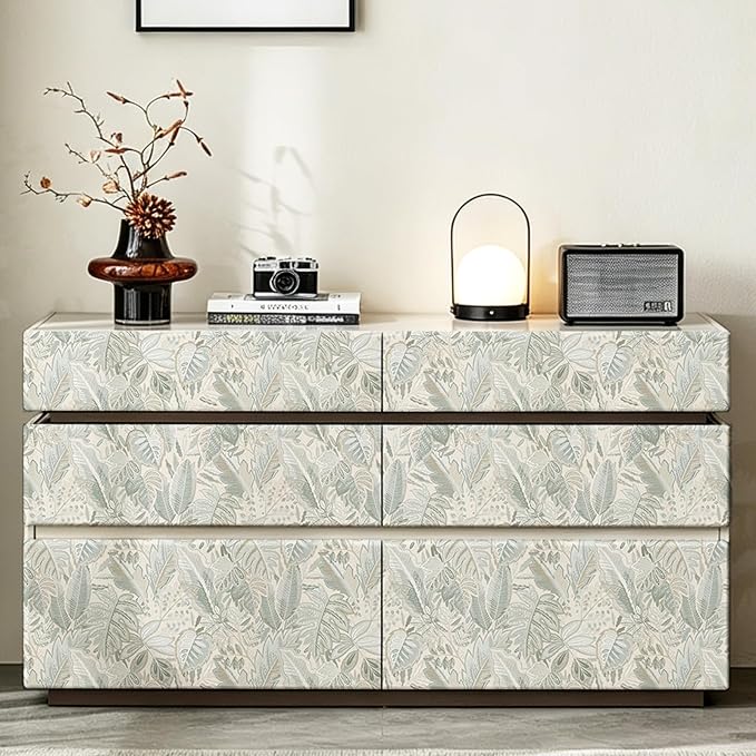 SOON AFTER Camel Color Tropical Leaf Peel and Stick Wallpaper, 17.3" x 118" Removable &Waterproof Vinyl Contact Paper, Boho Jungle Leaf Self-Adhesive Wallpaper for Bedroom, Living Room, Cabinets - Image 5