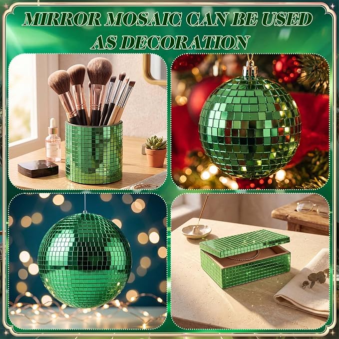 21600 Pieces Green Disco Mirror Tile Self-Adhesive Mirrors Mosaic Tile - Image 6