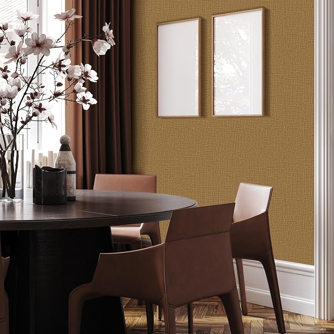 WADILE Grasscloth Peel and Stick Wallpaper 23.6in x 236in, Textured Contact Paper for Cabinets, Faux Linen Wall Paper Pull and Stick, Fabric Vinyl Wallpaper Self Adhesive Coffee | Textured contact paper, Faux linen, Vinyl material, Cabinets, Self adhesive - Image 3