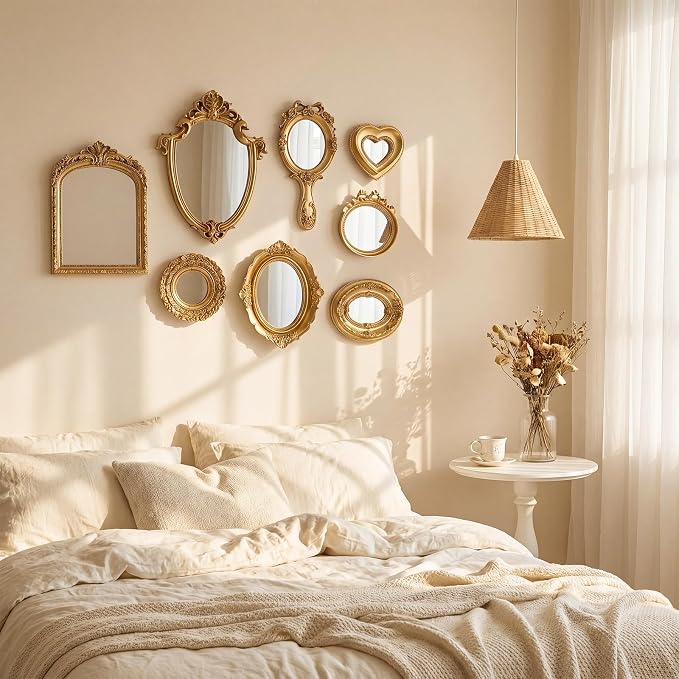 Vintage Mirror Set,11in/10in/5in/3in,Elegant Style,8 Pcs - Image 3
