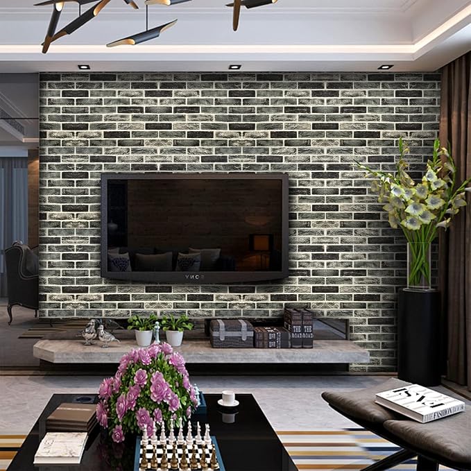 20-Pack 104 Sq.Ft 3D Wall Panels Peel and Stick 3D Faux Brick Wallpaper Peel and Stick Grey Faux Stone Wall Panel Foam Brick Self-Adhesive 3D Wallpaper - Image 2
