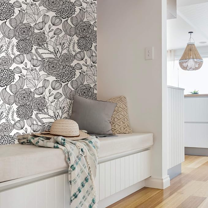 NuWallpaper Secret Garden Peel and Stick Wallpaper, Black, Removable Wallpaper, 20.5 in x 18 ft - Image 6