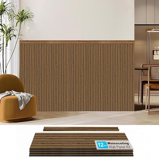 Art3d Beadboard Wainscoting Wall Panel Kit for Wall, 37.8 x 9.84 Inch, Teak | 12-Piece Panels + 4 Edge Trims, 31 Sq.Ft. Coverage, Lightweight, Water-Resistant, Easy to Trim, for Living Room, Bedroom - Image 9
