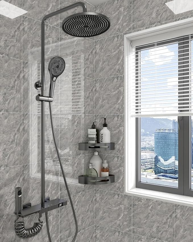 WADILE 20PC Peel and Stick PVC Wall Panels 11.8 x 11.8 Dark Grey | Marble look, Self adhesive, PVC Panels, Lightweight Foam Wall Panels, Bathroom, Kitchen, Not Real Tile - Image 3