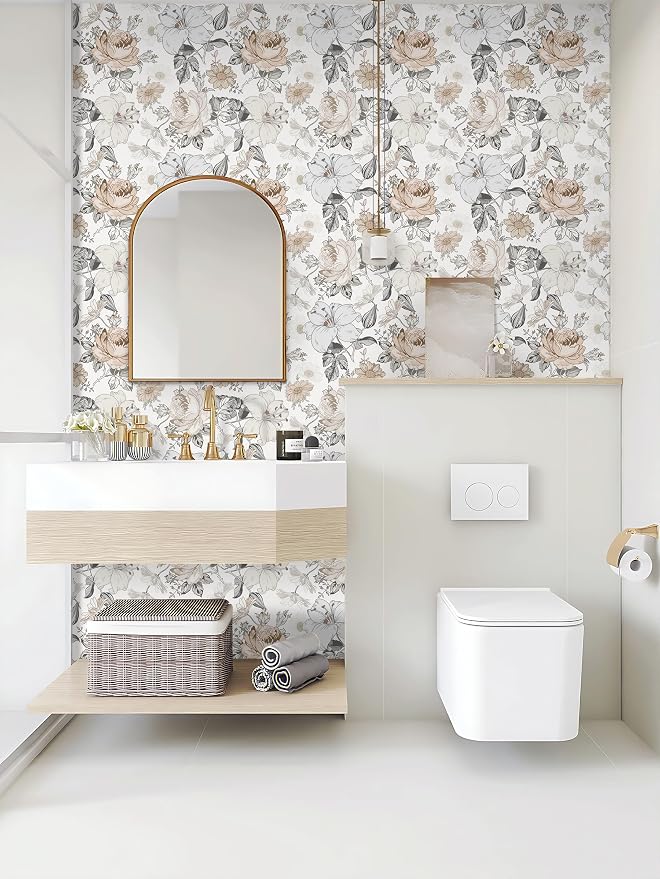 Hopepak 15.5''x787'' Floral Peel and Stick Wallpaper Modern Contact Paper Vinyl Self Adhesive Removable Wall Paper for Bedroom Nursery Living Room Mural Decorative - Image 5