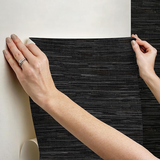 NuWallpaper Black Grassweave Peel and Stick Wallpaper, Textured Removable Wallpaper, Renter-Friendly, 20.5 in x 18 ft - Image 7