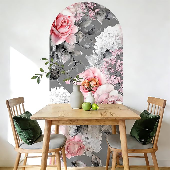 Arch Wall Decals Peel and Stick, Large Wall Stickers, Removable Home Decor Art Wallpaper for Bedroom Living Room 71'' × 31.7'' (Flower -E) - Image 7