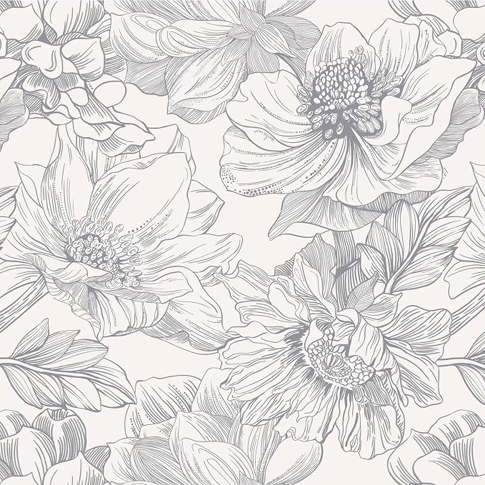 Ismoon Vintage Floral Wallpaper Peel and Stick Beige and Gray Contact Paper 17.3inx32.7ft Removable Self Adhesive Wall Paper for Bathroom Bedroom Cabinet Mural Wall Decor Vinyl Renter Friendly by Ismoon