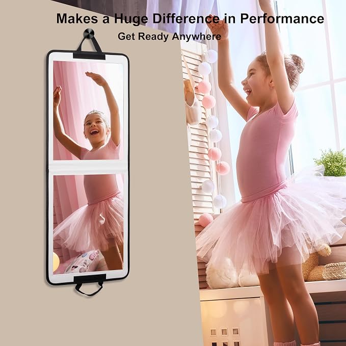 LPHUMEX White Foldable Full Length Mirror for Dance Bag, 33x13 Inch Portable Folding Body Mirror for Dance Travel Wedding Golf - Image 7