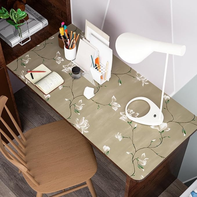 Laatse Vintage Khaki Floral Bird Wallpaper Peel and Stick 17.5" × 393" | Self Adhesive/Removable/Waterproof/Thick Vinyl Contact Paper for Bathroom Bedroom Shelf Cabinet Drawer,Prepasted,Easy Peel - Image 6