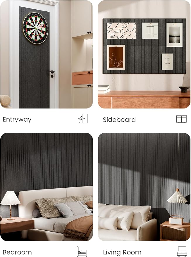 Bumusty 36"x 24" Large Felt Bulletin Board Tiles,Charcoal Gray | 6-Pack Cork Board Alternative, Wall Decor, 30 Pushpins, 30 Adhesive Tabs, Vision Board, Office, Classroom, Home, Dorm - Image 5