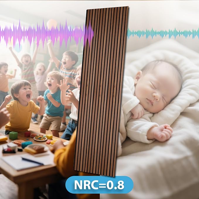 Art3d 2-Pack 94.5" x 24" Wood Slat Acoustic Panels for Wall & Ceiling – 31 sq.ft 3D Fluted Sound Absorbing Panels with Wood Finish, Walnut Brown - Image 3