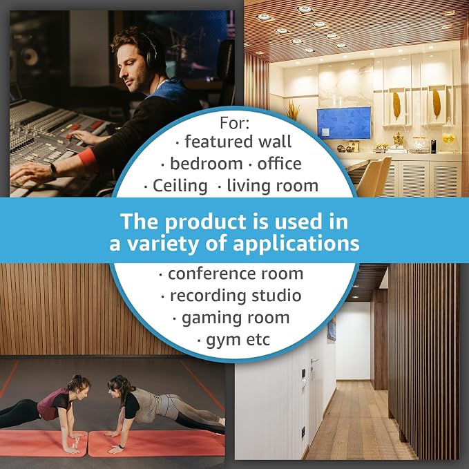 Art3d 108 x 12 Inch 3D Fluted Soundproof Wood Slat Wall Panel, 2-Pack, Teak | Reduce Noise, Durable, Sustainable, Moisture Resistant, Easy Mounting, Low Maintenance, Long Lasting, Home Decor, Office Use - Image 8