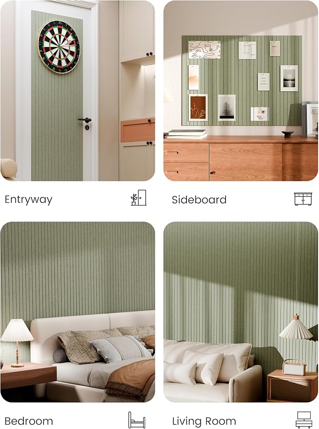 Bumusty 48"x 36" Large Felt Bulletin Board Tiles, Sage | 12-Pack Cork Board Alternative, Wall Decor, 30 Pushpins, 60 Adhesive Tabs, Vision Board, Office, Classroom, Home, Dorm - Image 6