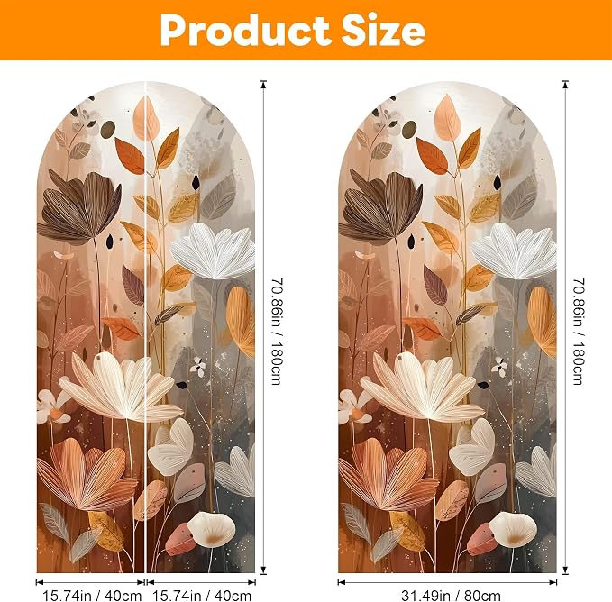 Arch Wall Decals Peel and Stick, Large Wall Stickers, Removable Home Decor Art Wallpaper for Bedroom Living Room 71'' × 31.7'' (Flower - B) - Image 2