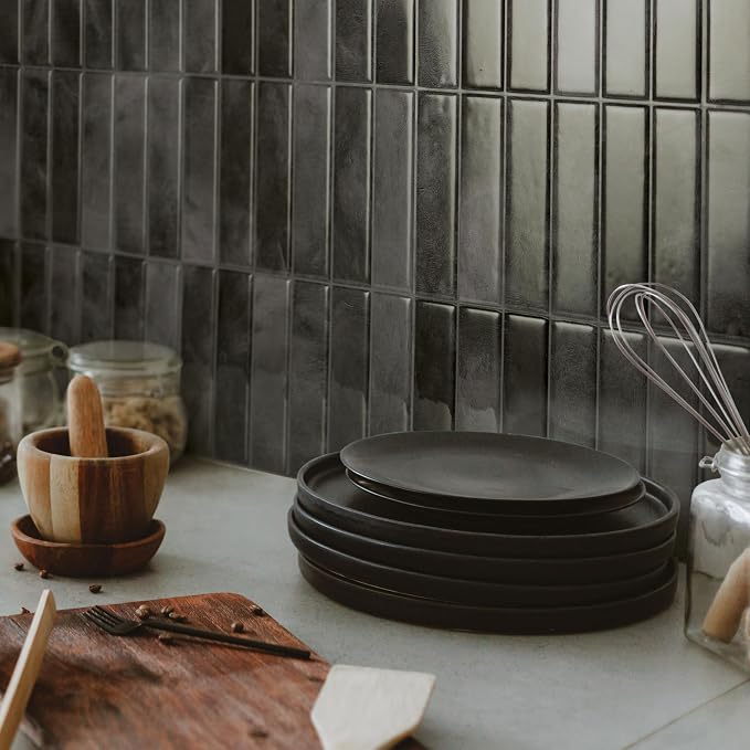 Smart Tiles Peel and Stick backsplash, Stacked Graphite Black, 11.43"x9" | Pack of 5 (3.5 sq ft), Glossy, Heat/Moisture Resistant, Low VOC, Kitchen/Bathroom, Renter Friendly, Made in Canada - Image 2
