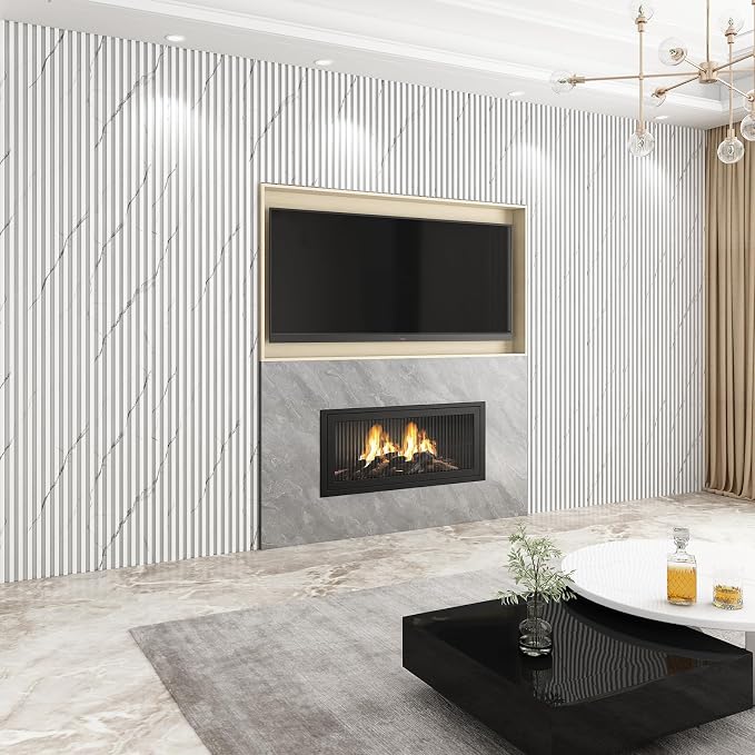 Slat Wall Panel 8-Pack, 108’’x6.1’’, Marble White | WPC Wall Panel for Interior Wall Decor, TV Background, Kitchen, Bedroom - Image 5