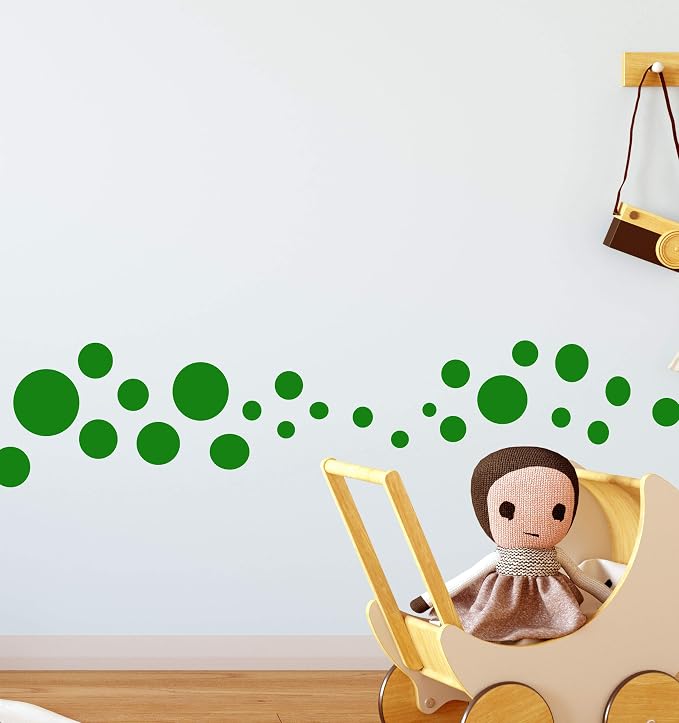 Polka Dot Wall Stickers, Wall Decor Stickers, Wall Dots, Vinyl Circle Room Dot Decals (Green) - Image 3