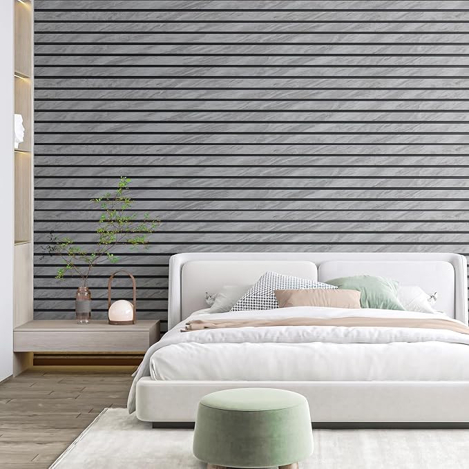 Art3d Six-Grid Design Slim Slat Wall Panel, 104 x 12 Inch, 4-Pack, Granite | Lightweight, Wainscoting, Waterproof, Easy to Clean, Sturdy, Glue on, Elegant Style, for Bedroom, Office, Home Improvement - Image 3