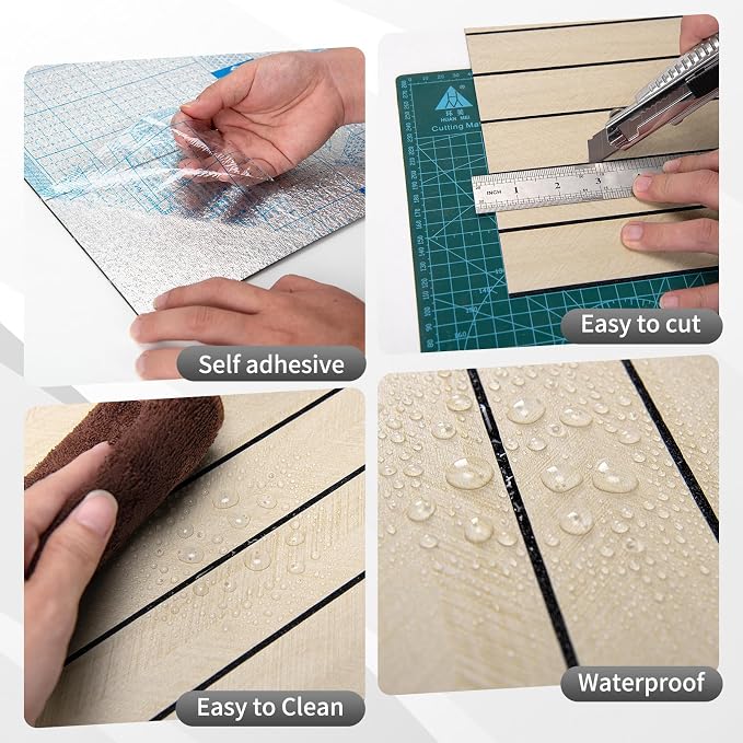 AMZDEPOT 6 Pack Peel and Stick Wood Panels for Wall, Herringbone Oak | Self-Adhesive Slat Wall Panels, PVC Thick, 3D Wood Grain Wallpaper, for Walls and Ceilings, 48"x15.75", Packed in Long Boxes - Image 5