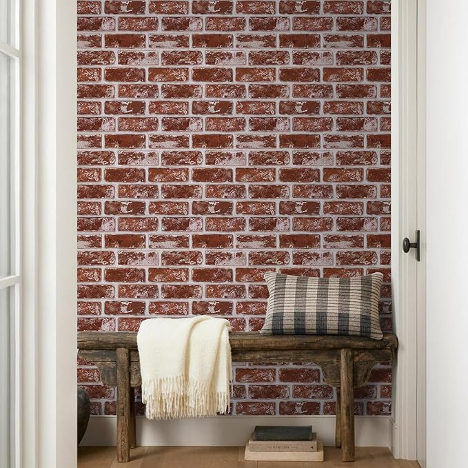 COMSTICKC 3D Faux Brick Wall Panels Peel and Stick, 10 Pcs 11.8" x 11.8" | Vintage Red, Not Real Brick, Small Size, Thin PVC Brick Wall Sticker Covering Wallpaper for Wall Upgrades, Cover 9.7 sq ft - Image 8