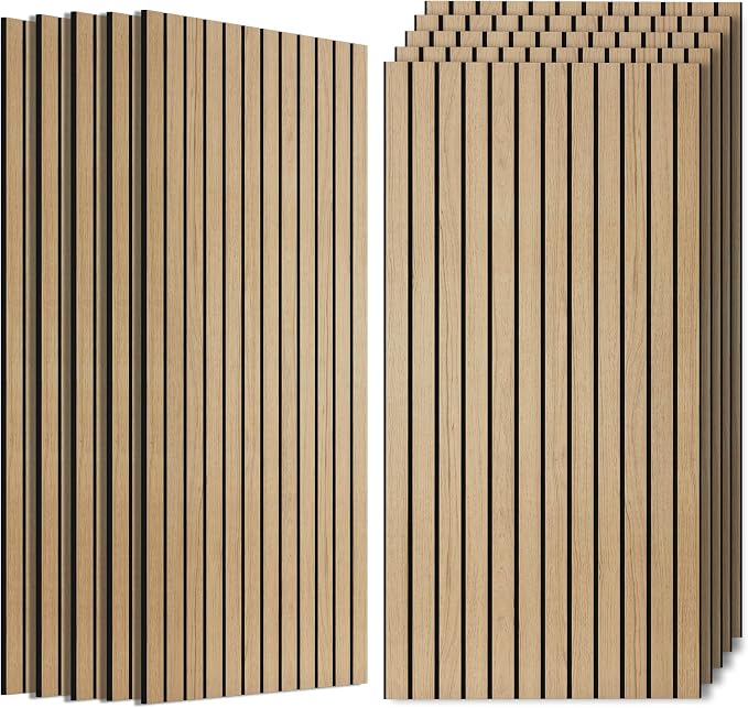 Acoustic Wall Panels,10 Pack Soundproof Panels,47.2”x23.6”,Teak | Simulated Wood Grain Finish Acoustic Wall Panels,Decorative PVC Wood Acoustic Wall Panels,High-Density Polyester Fiber by AUTORIFIC