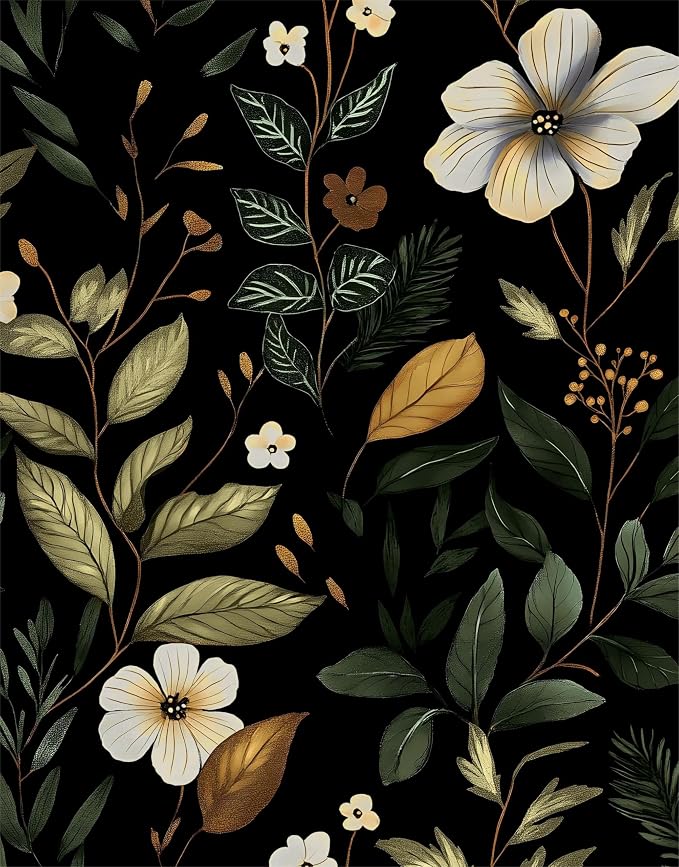 Laatse Dark Green Floral Leaf Vintage Wallpaper Peel and Stick 17.5''x118'' | Self Adhesive/Removable/Waterproof/Thick Vinyl Contact Paper for Bathroom Bedroom Shelf Cabinet Drawer,Prepasted,Easy Peel by Laatse