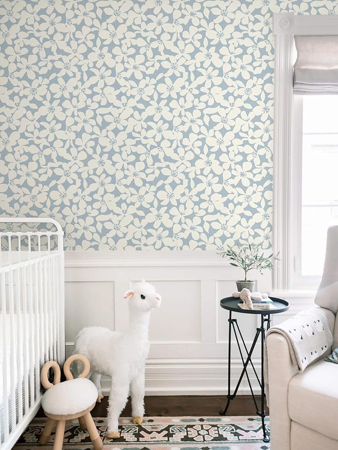 Heroad Floral Peel and Stick Wallpaper Boho Blue and Beige Contact Paper Self-Adhesive Removable Wall Paper for Cabinets Drawers Bedroom Bathroom Wall Decor Waterproof Vinyl Roll 17.3''x78.7'' - Image 6