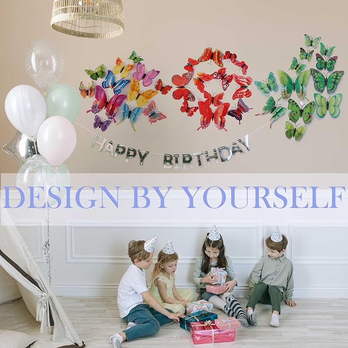 OPSEAM 3D Butterfly Wall Decor Butterfly Decorations Stickers with Magnets | 48 PCS Red,12 Styles Double Layer Butterfly for Classroom Decoration,Locker Refrigerator, Reusable,Waterproof - Image 5