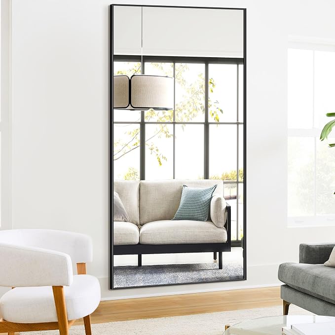 TRAHOME Full Length Floor Mirror 75"x35", Large Standing Body Mirror, Black - Image 5