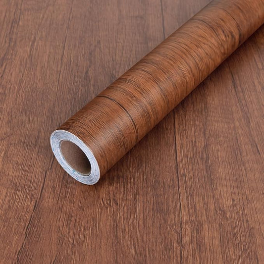 Wood Grain Contact Paper Peel and Stick Wallpaper for Cabinets Furniture | 17.7"x393" Brown Self-Adhesive Removable Vinyl Film Decor for Countertops Drawers Shelf Liner Home Furniture Renovation by Abyssaly