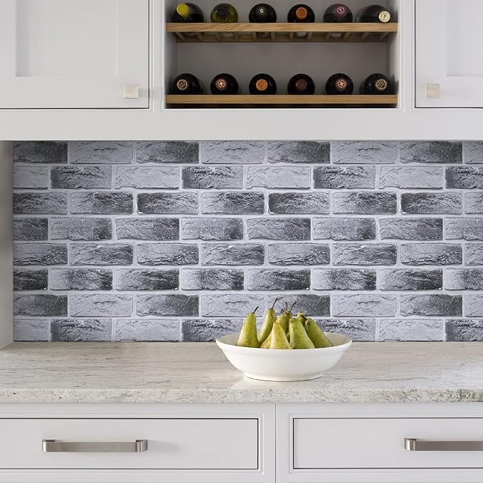 Commomy 3D Wall Panels Peel and Stick Faux Brick 10 Pcs 11.8" x 11.8" | Small Size Thin PVC Brick Wallpaper Tiles Backsplash for Kitchen,Bedroom,Living Room,Quick DIY Wall Decor(Covers 9.7 sq.ft) - Image 8