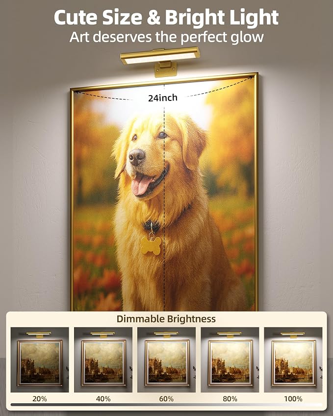 EZVALO Picture Light for Wall, Rechargeable 2400mAh Gold Lights Wireless with IR Remote, 3 Color & Dimmable Magnetic 7.87'' LED Lights Display for Painting, Living Room, Gallery, Bedroom Art(3P) - Image 6