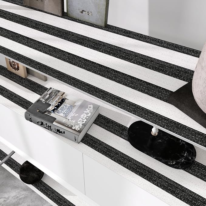 Black Stripe Peel and Stick Wallpaper 15.7" x 118" Black and White Self-Adhesive Wallpaper Removable Waterproof Contact Paper for Cabinets,Bedroom,Nursery,Accent Wall - Image 9