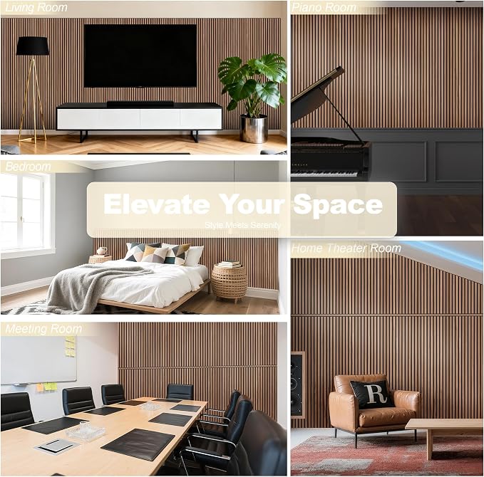 WoveN SounD Acoustic Wall Panels, Teak, 10 Pack, 47.2x23.6 in | Self-Adhesive, Peel and Stick, NRC 0.95, Premium Sound, Echo Proof, Slat Decor, Studio, Home, Office, Media Room - Image 2
