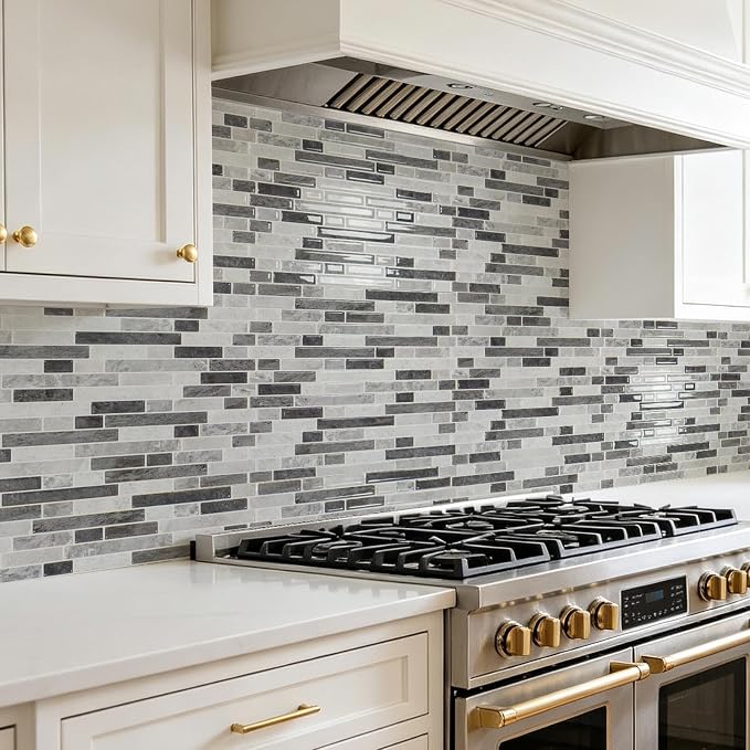 Art3d Linear Tile Peel and Stick Backsplash, 10-Sheet, Multi-Tone Gray | 12 x 12 Inch, Enhanced Thickness, Warp Resistant, Strong Adhesion, Sturdy, for Kitchen, Bedroom, Ideal for Home Improvement - Image 2