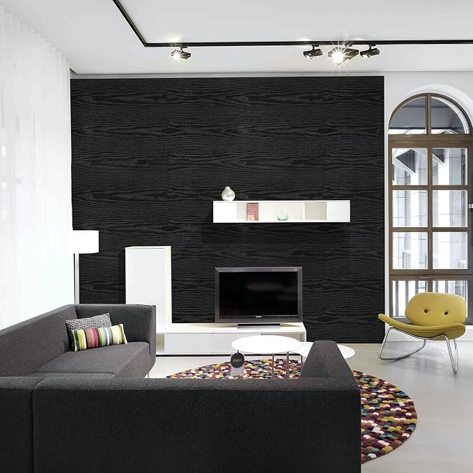 Peel and Stick Wallpaper Black Wood Wall Paper - 35.4 x 120 Inch Self Adhesive Wallpaper Peel and Stick, Easy to Paste Wall Contact Paper for Stand Liner, Table and Door Makeover Decor - Image 4