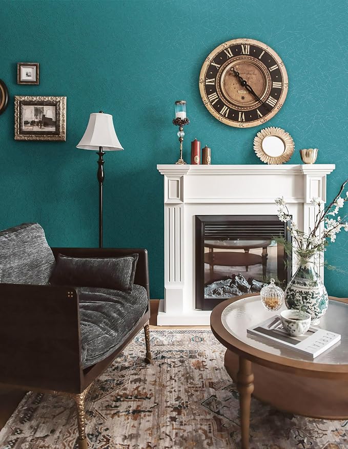 Safiyya Wallpaper Teal Silk Contact Paper Textured Wallpaper Peel and Stick Modern Removable Wall Paper Silk Decorative Self Adhesive Vinyl Rolls 118"x 17.3" - Image 7