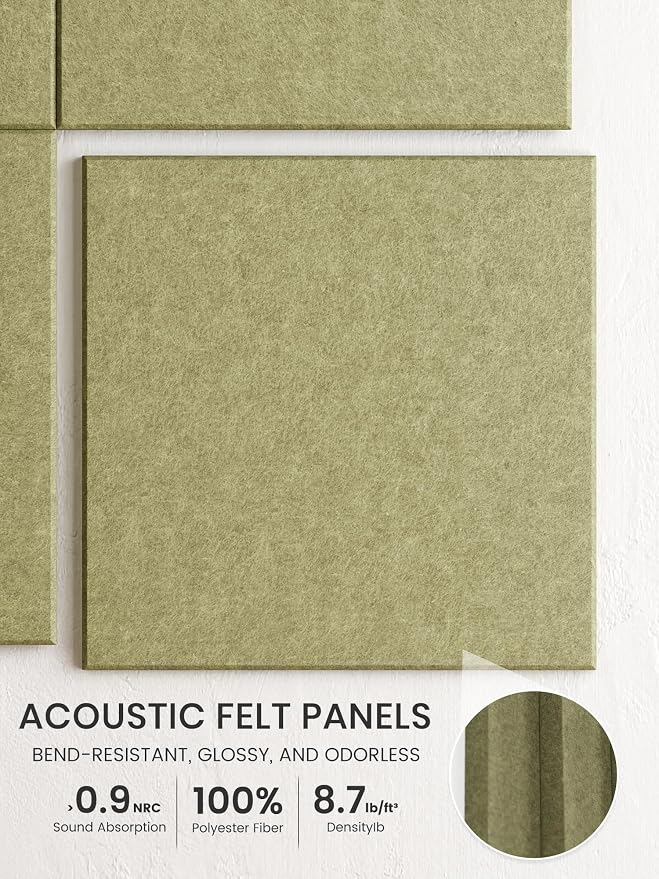 Bumusty 48"x 36" Large Felt Bulletin Board Tiles, Olive Green | 12-Pack Cork Board Alternative, Wall Decor, 30 Pushpins, 60 Adhesive Tabs, Vision Board, Office, Classroom, Home, Dorm - Image 3