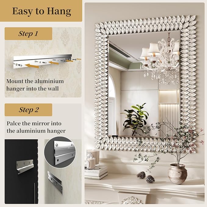 Kelly Miller 30"x40" Jeweled Luxury Rectangle Decorative Wall Mirror - Image 7