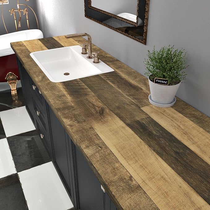 WESTICK Brown Wood Countertop Contact Paper for Tables 17.7" x 200" Peel and Stick Wood Grain Wallpaper Oil-Proof Removable Wooden Countertops Wallpaper Vinyl Roll for Desk Cabinets Kitchen - Image 3