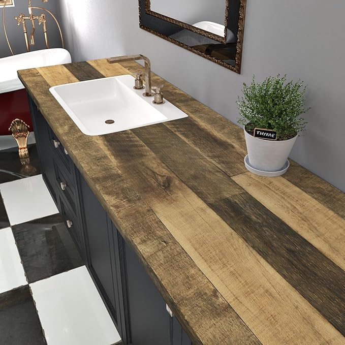 WESTICK Brown Wood Contact Paper Peel and Stick Countertops Waterproof Wood Wallpaper Removable Vintage Wooden Grain Contact Paper for Cabinets Kitchen Tables Office Desk Camper Walls 15.8" x 196" - Image 5