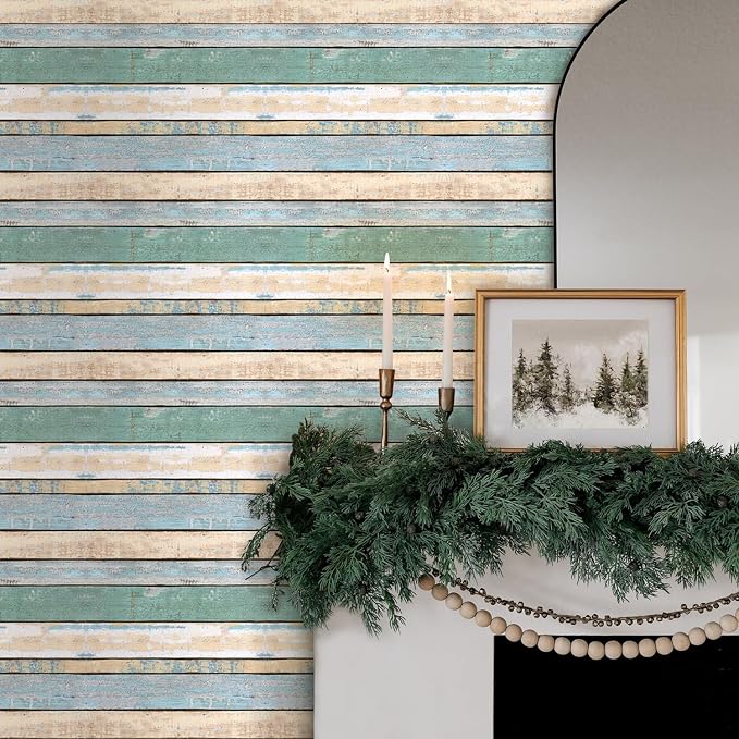 COMSTICKC 3D Peel and Stick Faux Wood Wall Sticker, 10 Pcs 11.8" x 11.8" | Vintage Green, Not Real Wood, Lightweight Thin PVC Decorative Wall Panels Designed for Interior Wall Makeover,Cover 9.7 sq ft - Image 7