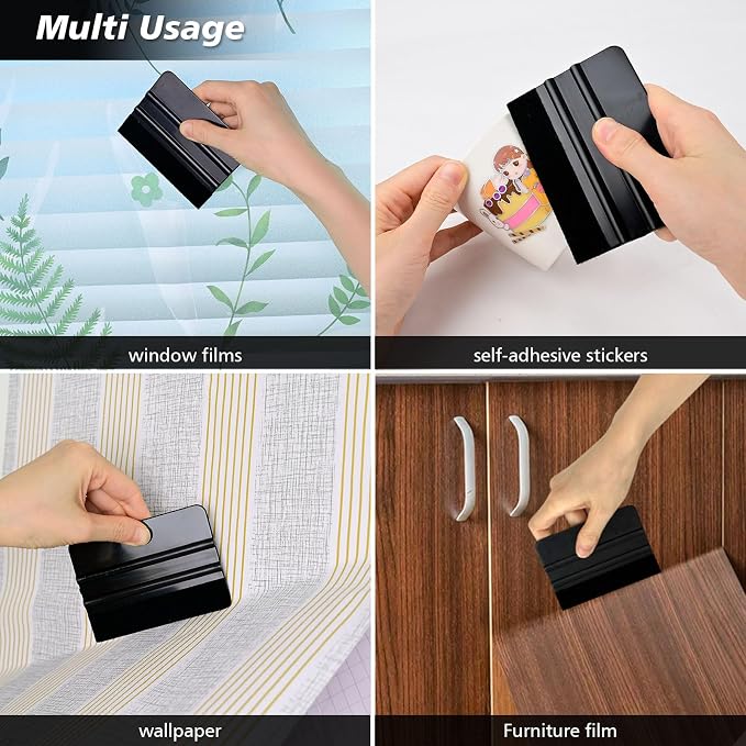 NEWISHTOOL Wallpaper Smoothing Tool Kit, Vinyl Film Wallpaper Tools | Peel and Stick Contact Paper Application Kit, Big Smoothing Squeegee, Felt Scraper, Edge Tucking Stick, Craft Knife & Blades - Image 4